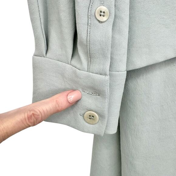 Tibi Womens Chalky Drape Long Sleeve Wrap Mini Dress in Ash Green Size 6 - Picture 15 of 16